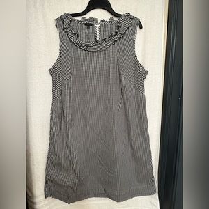 Talbots Women’s Gingham Check Ruffle Neck Shift Dress Size 10